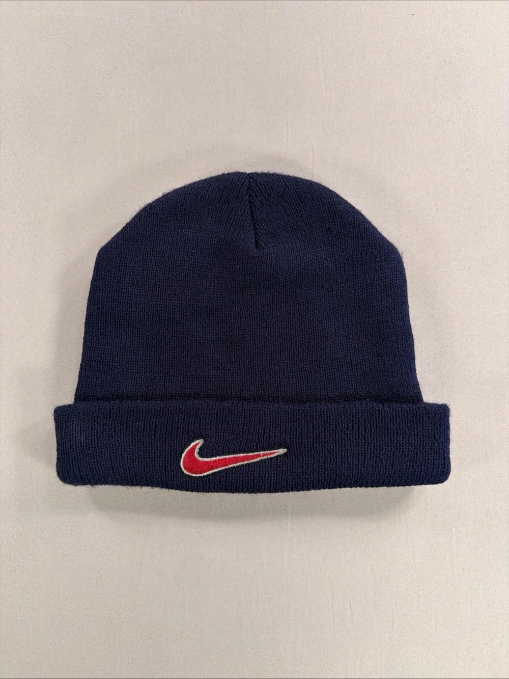 Nike Navy Knit Beanie with Red Swoosh